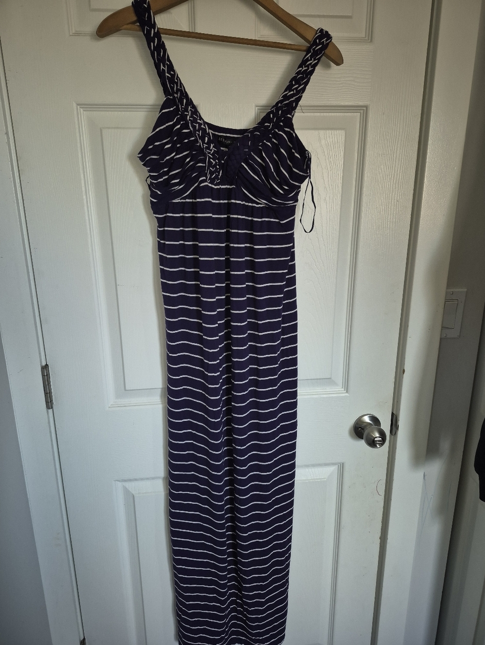 Royal Purple And White Striped Maxi Dress